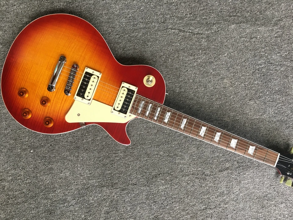 

Custom Tiger Flame electric guitar.Handmade 6 stings gitaar,Mahogany body.real photos.Chrome hardware guitarra