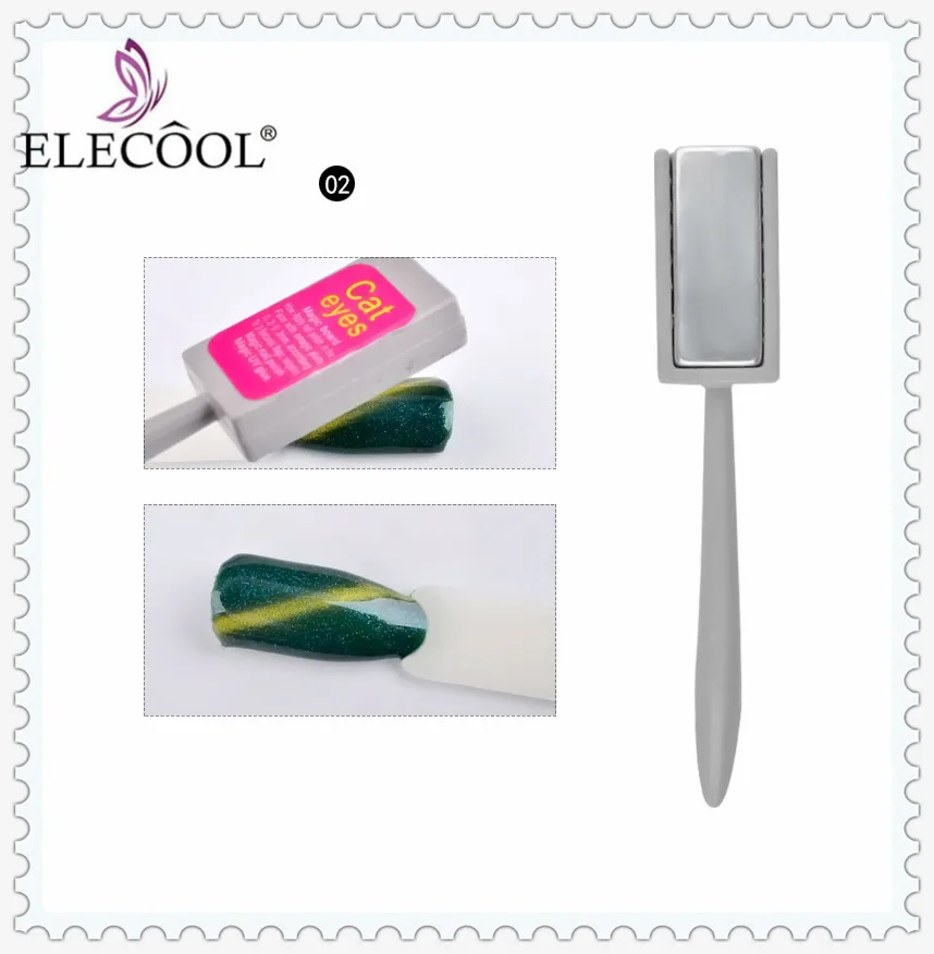02 Elecool 1 шт. двойная магнитная палочка акриловые DIY волшебные 3D наконечники лак для кошачьих глаз УФ-гель двухсторонняя магнитная ручка Маникюрный Инструмент для ногтей - Цвет: 02