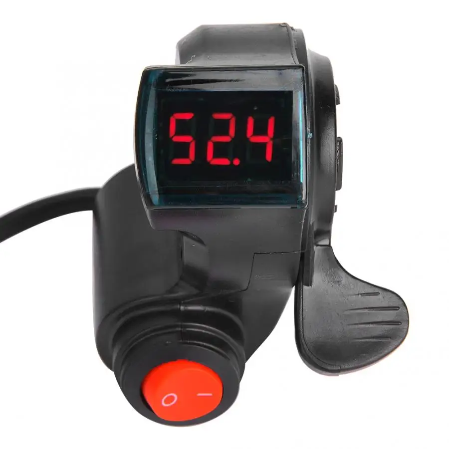 E-Bike Thumb Throttle Voltage Display Switch Handle Finger Throttle E-bike Electric Bicycle Vehicle 12V to 99V Thumb Throttle