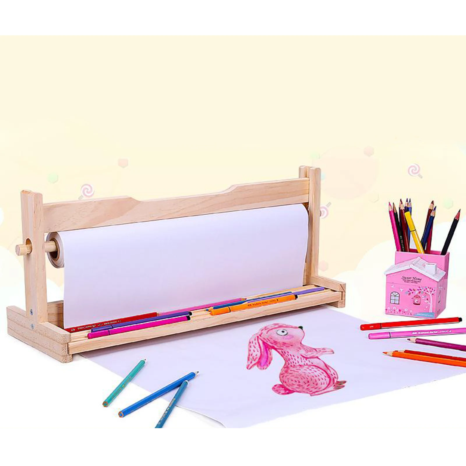 

2x Tabletop Paper Roll Dispenser Artist Easel Paper for Oil Painting Watercolor