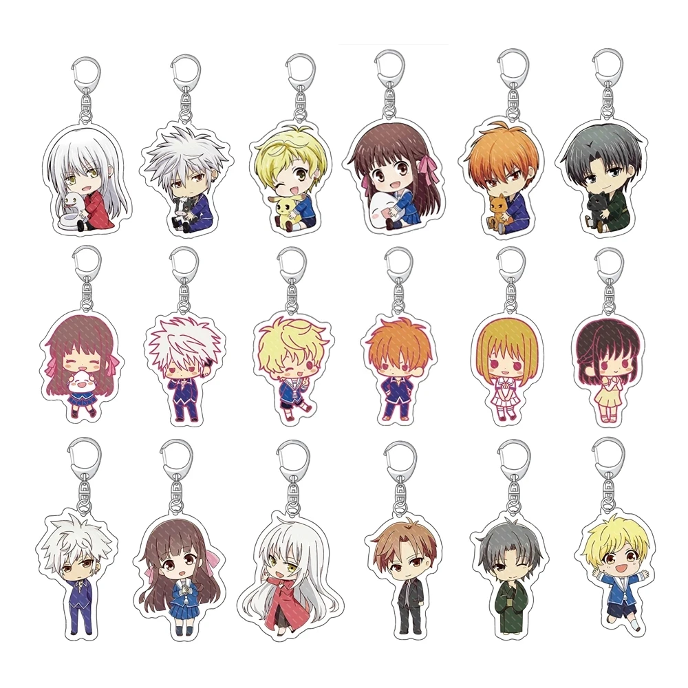 

20Pcs/Lot Anime Fruits Basket Keychain Cute Honda Tohru Sohma Kyo Figure Acrylic Pendant Keyring Cosplay Jewelry Wholesale