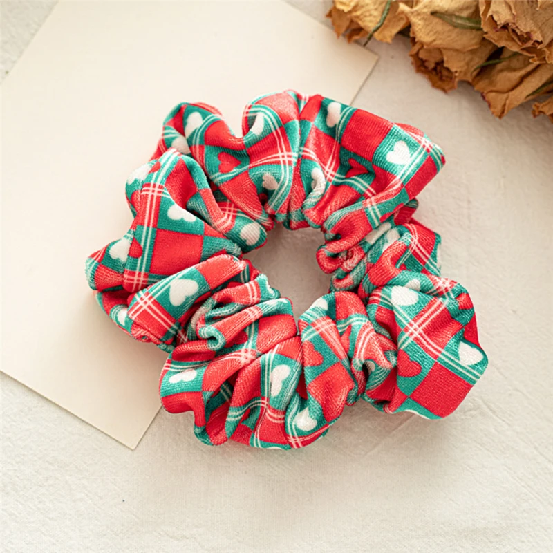 

6 Colors Korea Velvet Hair Scrunchie Elastic Stirnband Hair Bands Print Headwear Ponytail Holder Hair Accessories Christmas