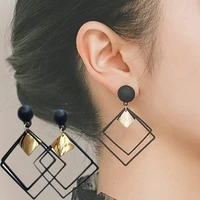 1 pair fashion korean geometric square sequins earrings individuality cool style ear stud dangle earring jewery ornaments