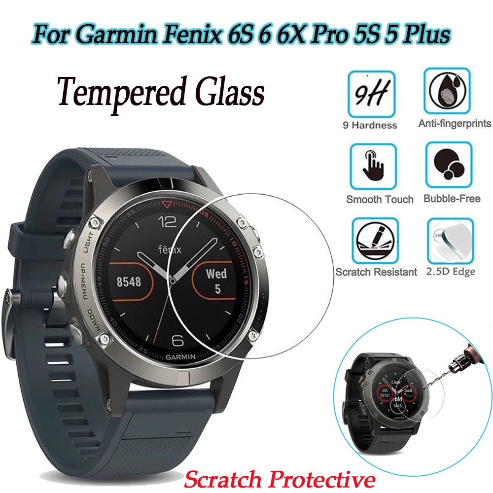 

Защитное стекло для Garmin Fenix 6S 6 6X Pro/5 5S Plus, ультрапрозрачное закаленное стекло, защита экрана премиум-класса, аксессуары для умных часов