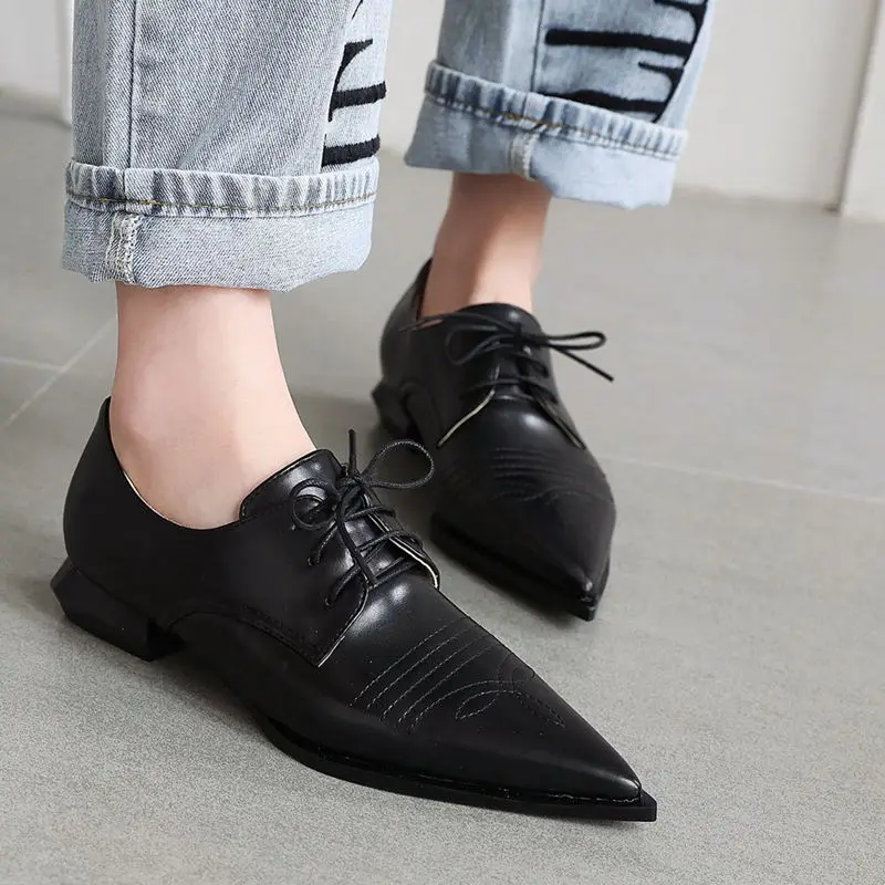 

COOLULU Square Low Heel Pumpd Lace Up Women Pumps Shoes Pointed Toe All Match Gold Pumps Shoes Elegant Pumps Size 33-48