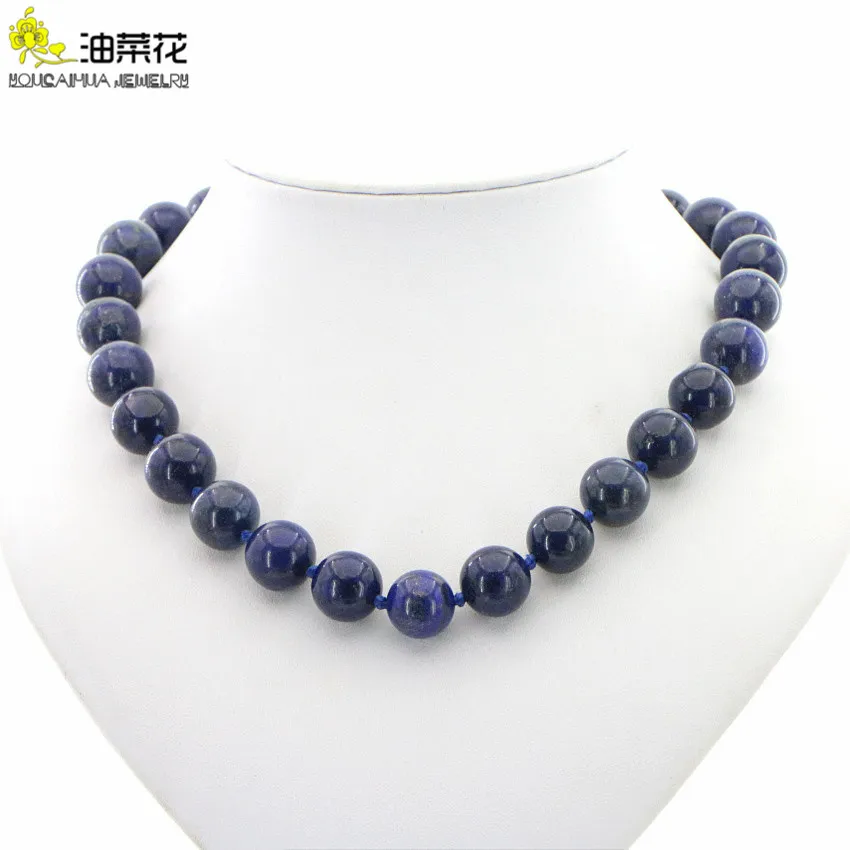 Hot Free New Beautiful Natural 10mm Egyptian Lapis Lazuli Stone Clavicle Chain Necklace Woman Girl Christmas Wedding Gift AAA