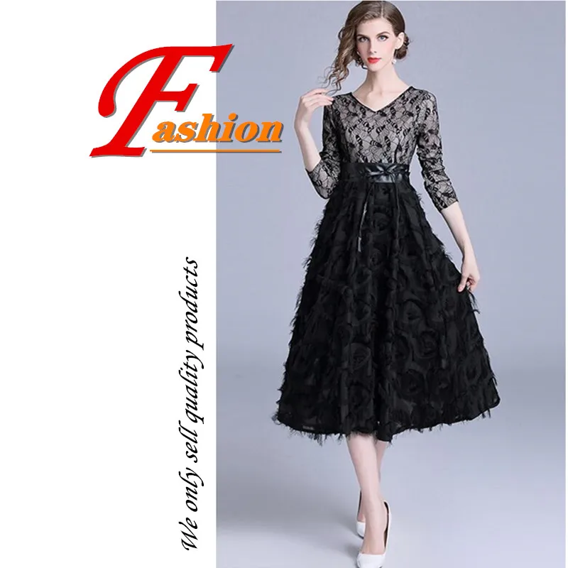 Европейский станция Новинка осени женское платье высококачественное кружевное