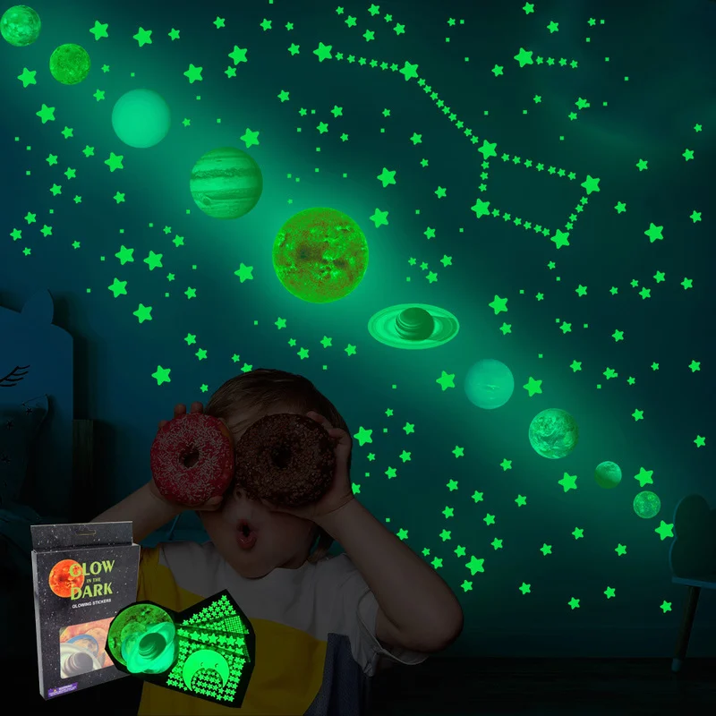 

1 Set of Luminous Stars In The Children's Room Wall Stickers Decals Modern Home Decoration Planets Luminous Night Romantic Gift