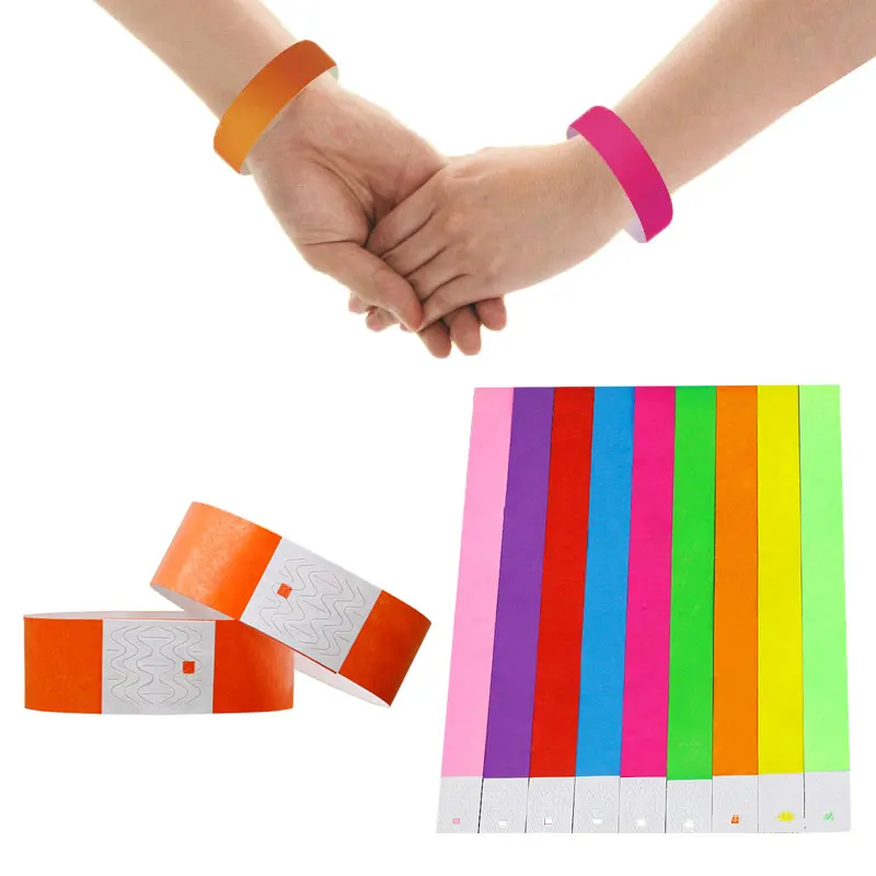 

100 Count TYVEK Wristbands 3/4" PAPER WRISTBANDS For EVENTS wedding favors