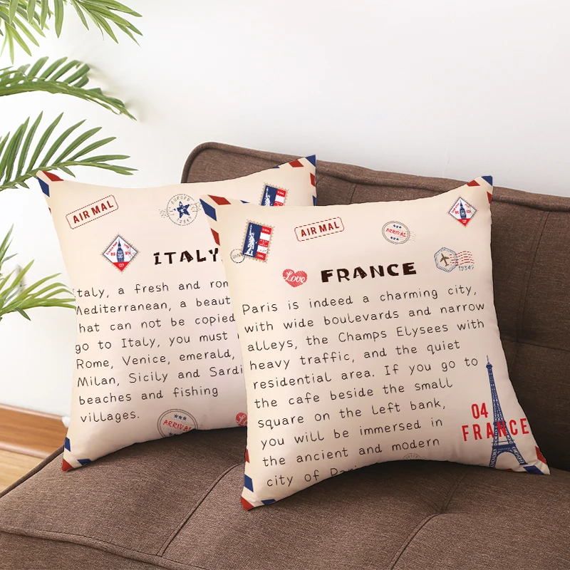 

Vintage Series Cushion Cover Envelope Creativity Simple Pillowcase Polyester Fabric Washable Throw Case Bedroom Home Decor
