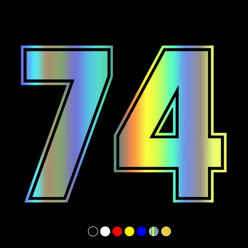 

DS233 Various Sizes Car Sticker Number 74 Vinyl Decal Waterproof Auto Decor on Truck Bumper Rear Window
