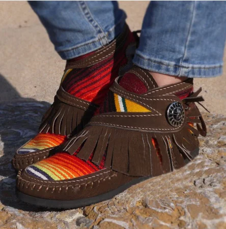 

Women Tassel Stripe Ankle Boots 2020 Women's Sewing Warm Women Flats Female Shoe Ladies Casual shoes