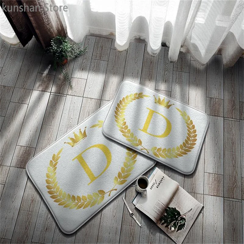 

Golden Letter Carpet Door Mat Household 40×60cm Doorway Bathroom Floor Stair Kitchen Corridor Bedroom Entrance Anti-Slip Mat