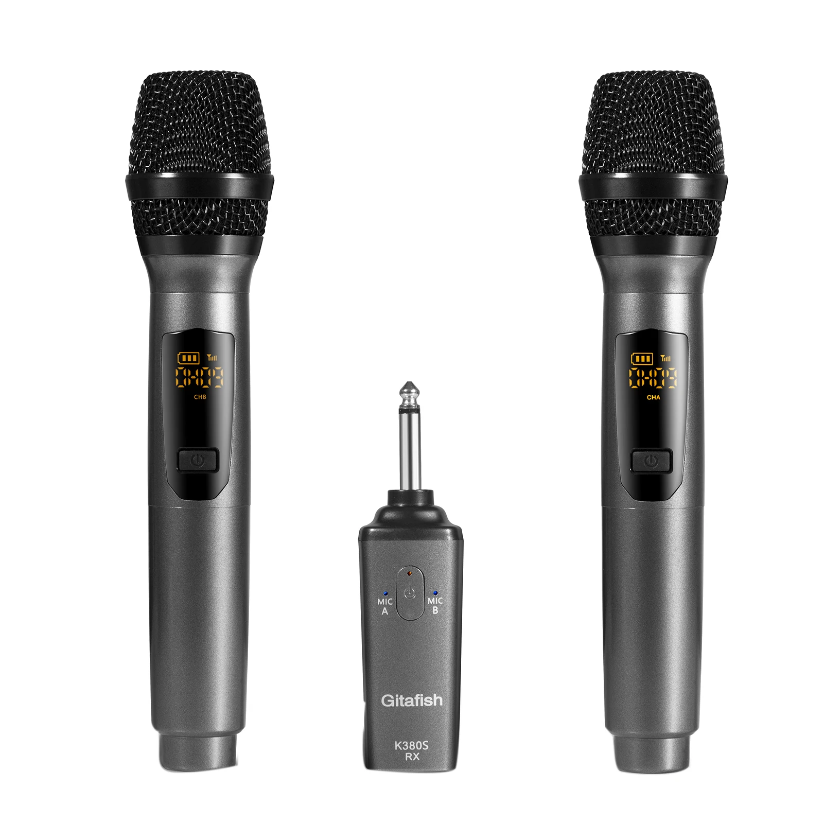 

Portable Handheld Stage U-segment FM Dynamic Microphone Wireless KTV Accessory All Metal Aluminum Tube more than 70dB
