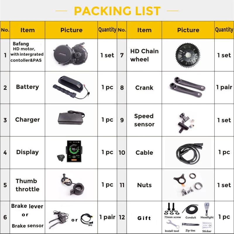 Bafang Motor BBSHD BBS03 48V 52V 1000w Mid Drive Motor Ebike Electric Bicycle Motor Conversion Kit 52V17.5AH Lithium Battery