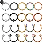 1 шт.лот, 100% титановое кольцо для носа 16 г, ювелирное изделие для тела, пирсинг ушей, бровей, носа, губ, укупорочные серьги, пирсинг Daith, 5 цветов