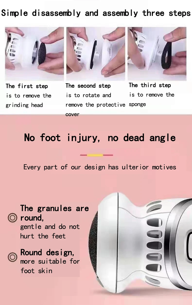 

2021 Foot Grinding Machine Smooth Feet Hard Cracked Skin Trimmer Pedicure Device Rechargable Callus Remover Foot File Grinder