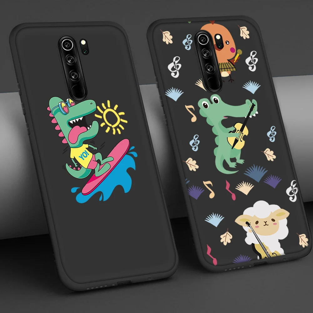 

Cartoon Dinosaur Case For Xiaomi Redmi Note 10 9 8 7 8A 8T Pro Mi Note 10 9 8 9T 10T Pro SE Poco X3 F3 Phone Cases Soft Cover
