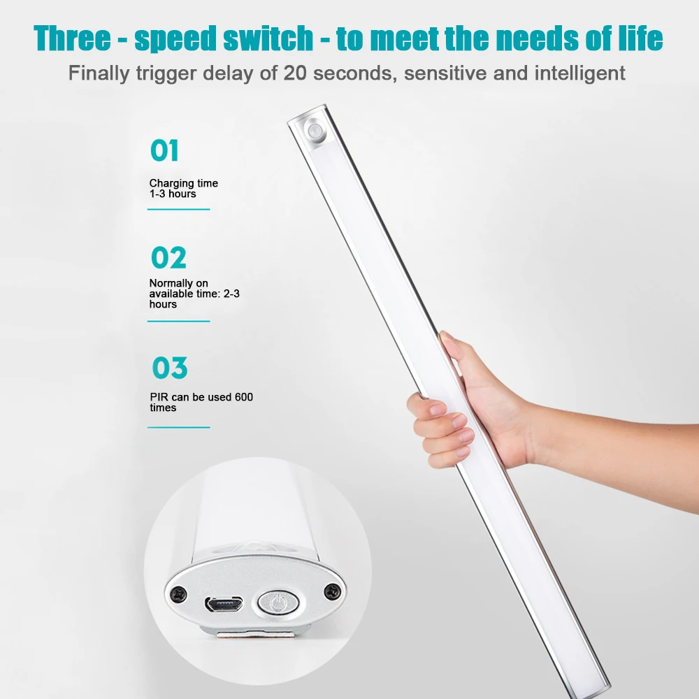 33 светодиодный с питанием от USB PIR ручной светильник датчиком высокой яркости