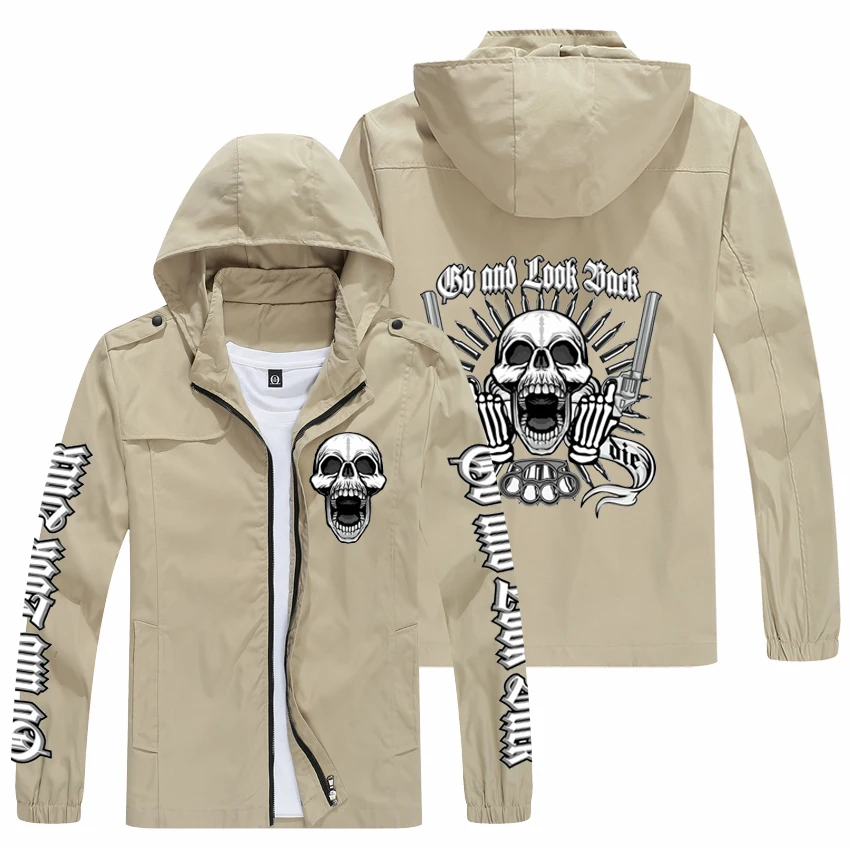 

New high quality skull print jacket custom jacket casual work clothes zipper hoodie LOGO custom European size super large