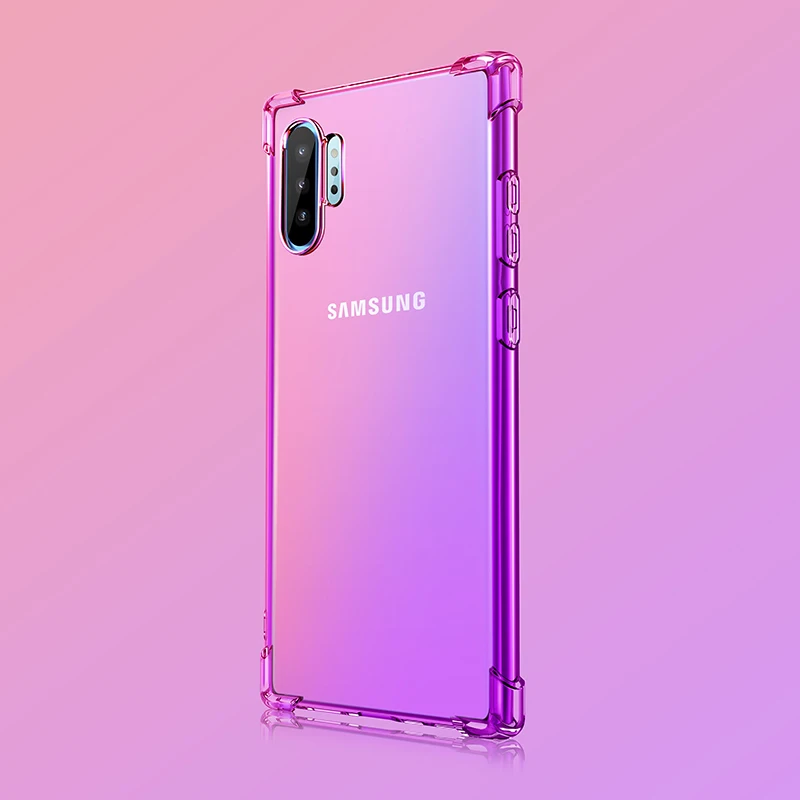 1 Градиент защитный силиконовый чехол для samsung Galaxy Note 10 9 8 S8 S9 S10 плюс S7 край A80 A70 A60 A50 A40 A30 A20 A10E корпус телефона - Цвет: 1
