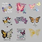 Простой и красивый узор бабочки на одежде, аппликация, Декор, теплопередача, ПВХ нашивки для одежды, сделай сам, футболка