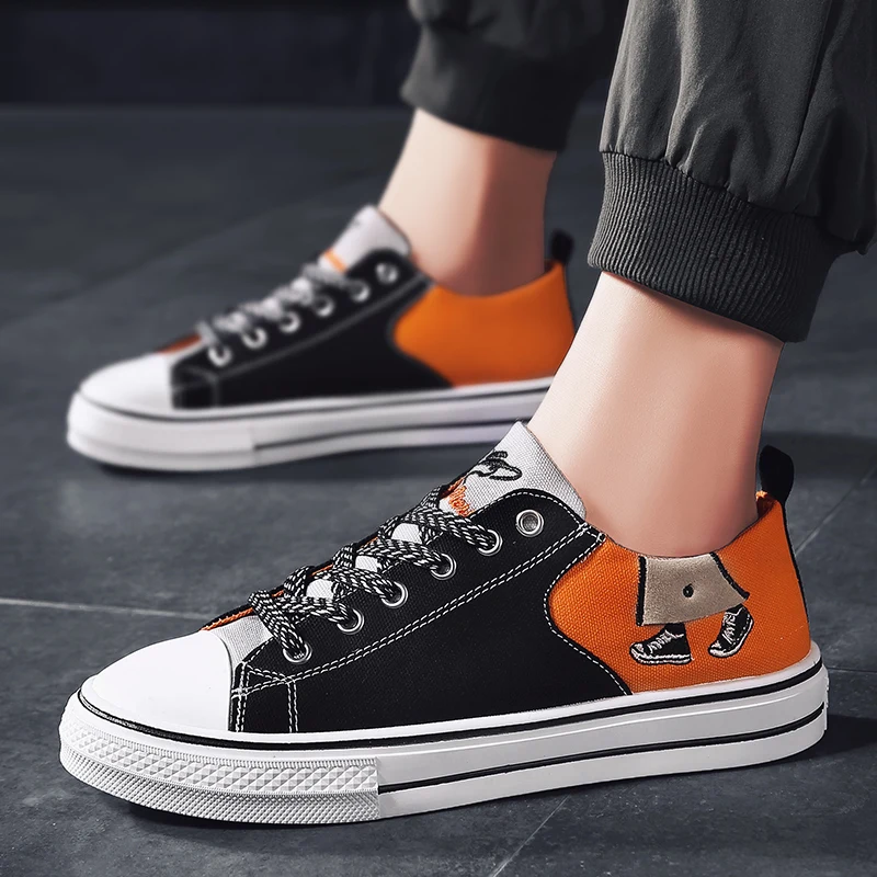 

Low Top Canvas Shoes For Women 2021 Spring Vulcanized Sneakers Lace Up Flat Men Casual Shoes Fashion Patchwork Lovers Sneakers