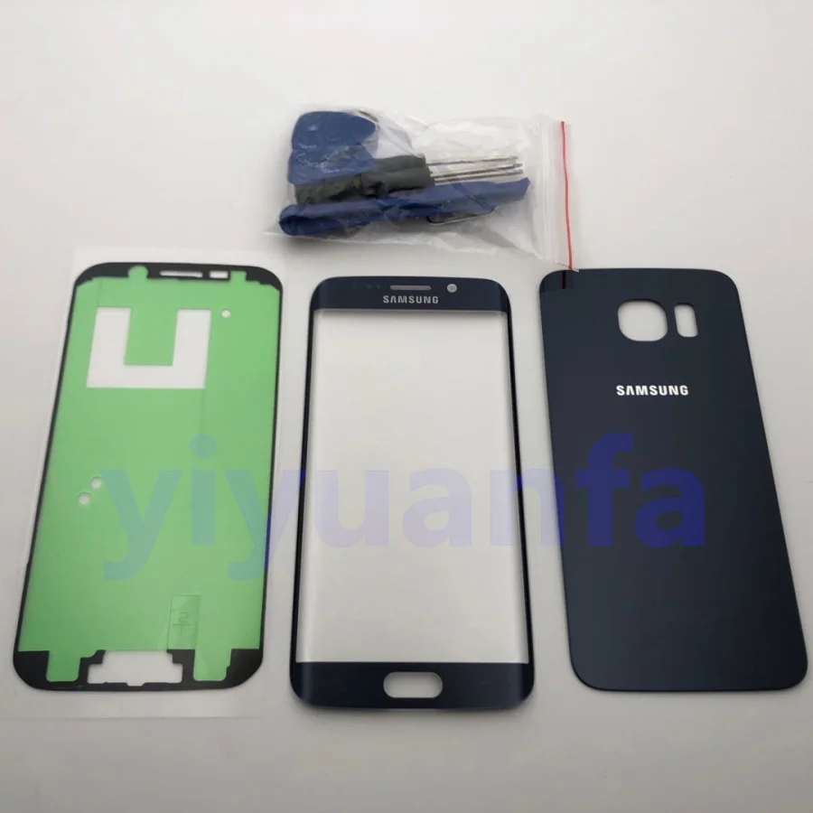S6 Edge blue Корпус батарейного отсека, заднее стекло, переднее Сенсорное стекло, запасные части для samsung Galaxy S6 Edge G925 G925F G925P G925A - Цвет: S6 Edge blue