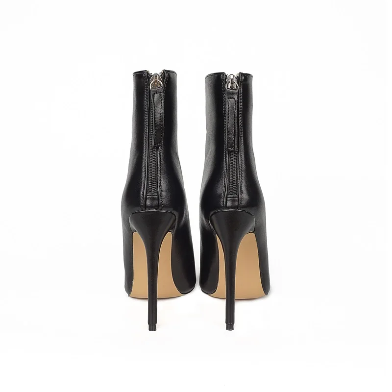 

brand classic western cowboy ankle leather boots for women shoes cool metal pointed toe super high heel shoes woman winter basic