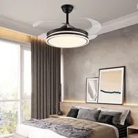 42" Modern Black LED Ceiling Fan Light with Remote Control 4 Clear Blades for Bedroom Living Room