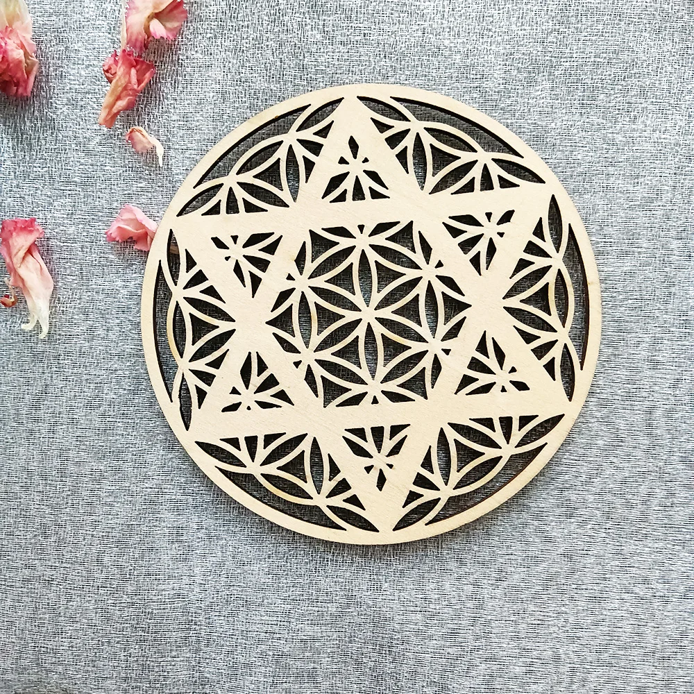 

Flower Of Life cut beermat placemat wood coasters Wood Gift Wooden Beverage coasters Drink Holder Wood Pentagram coasters