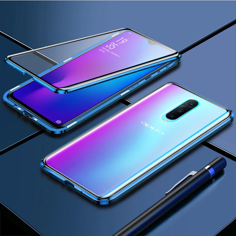 360 крышки из закаленного стекла для Oppo Realme 5 Pro Q Рено Ace A11 A11X A5 A5s A7 A9 F9 V17 Pro Y17 Y3 Магнитный флип-чехол