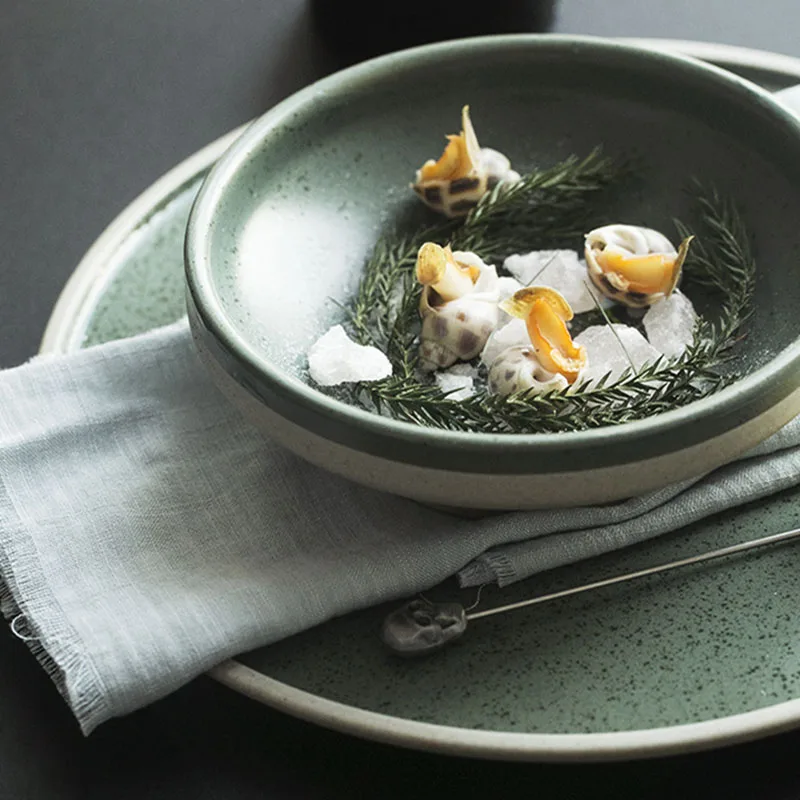 

Flat Plate Ceramic 10inch Green Christmas Plate For Western Food Steak Fruit Tableware Plates Food Platos 디저트접시
