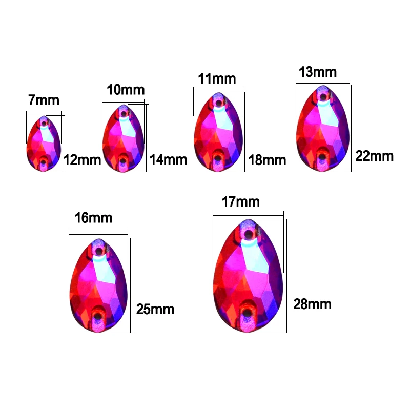 QL Кристалл 2020 Популярные Красочные AB слезные капли пришить на камни и шитья