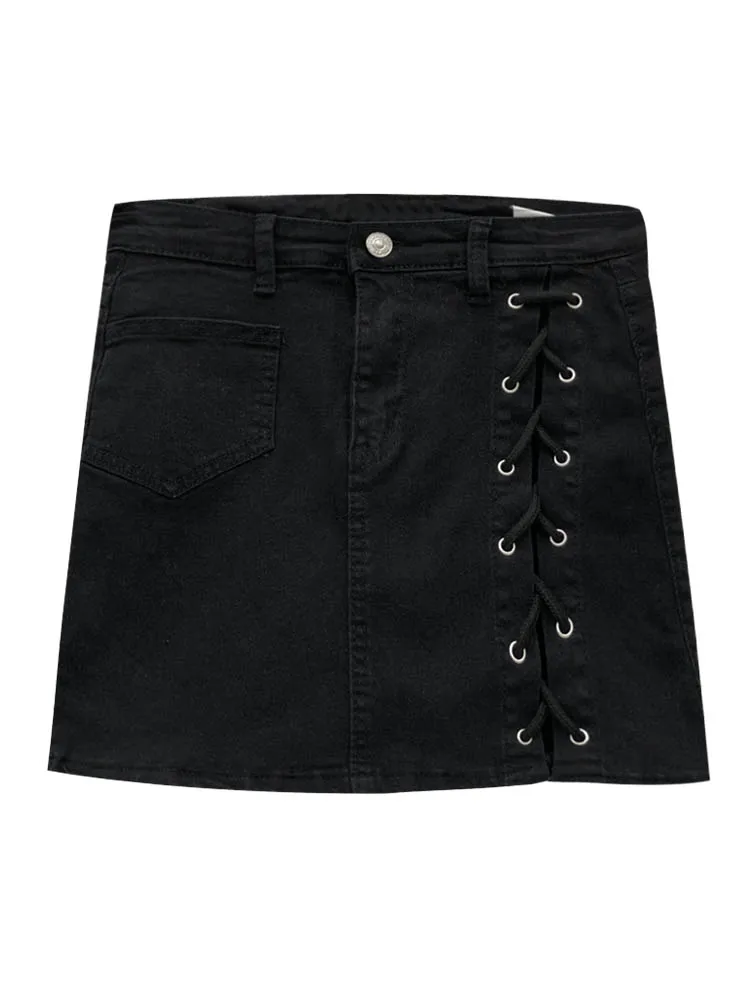 

2021 new personality strap high waist denim skirt female autumn Korean style slim and thin hip skirt