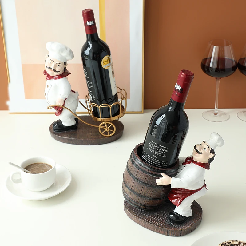Chef Sculpture Wine Rack Home Decor Kitchen Living Room Desktop Relf Bar Accessories Nordic Decoration Storage | Дом и сад