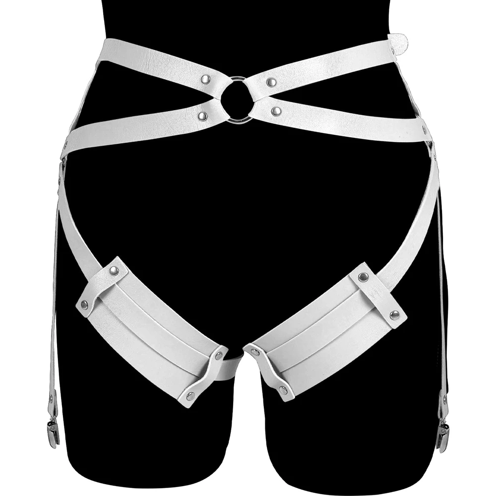 

Женское нижнее белье с подвязками из белой кожи