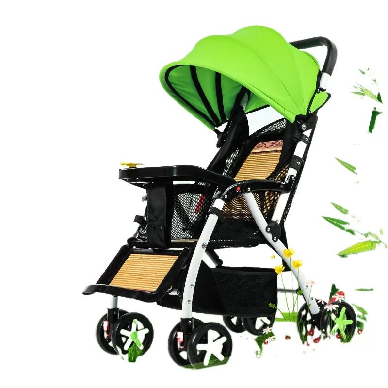 Baby Stroller, Bamboo Woven, Rattan, Light, Easy To Sit, Reclining, Portable, Folding Child Stroller, Four-wheeled Baby Stroller