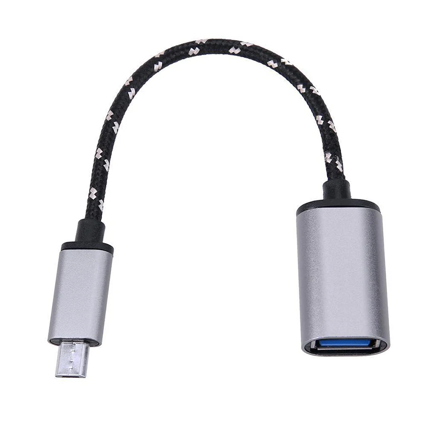 Плетеный Micro USB штекер-USB гнездо OTG адаптер кабель передача данных для смартфонов