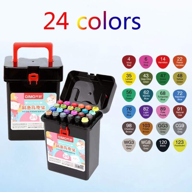 

12/24/30/36/40/48/60 Colors Dual Tip Art Marker Pens Set Fine Liner Watercolor Oily Drawing Painting Brush Highlighters for