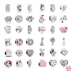 Новейшая модель; В европейском стиле; Цвет розовый проложить эмаль Spacer рисунком собачьей лапы медведя любовь Diy бусины, подходят к оригиналу, соответственные Европейской Пандоре обаятельные Серебро 925 браслет Для женщин C098