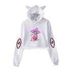 Женский укороченный пуловер с длинным рукавом и кошачьими ушками