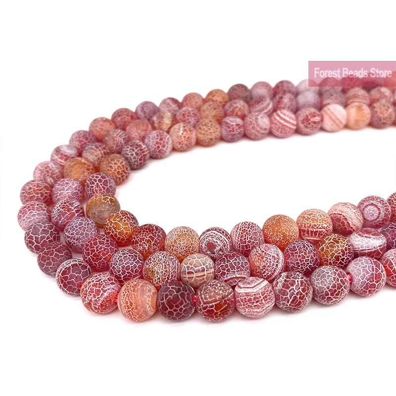 

Natural Frost Crab Red Agates Round Loose Beads 15" Strand 6 8 10MM Diy Bracelet Charm Beads For Jewelry Making Wholesale