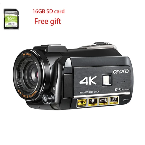 Standard Ordro AC3 4K видеокамера WiFi видеокамера(1080P 60FPS, 30X цифровой зум, 3,1 дюймовый ips сенсорный экран, инфракрасное ночное видение)-черный - Цвет: Standard