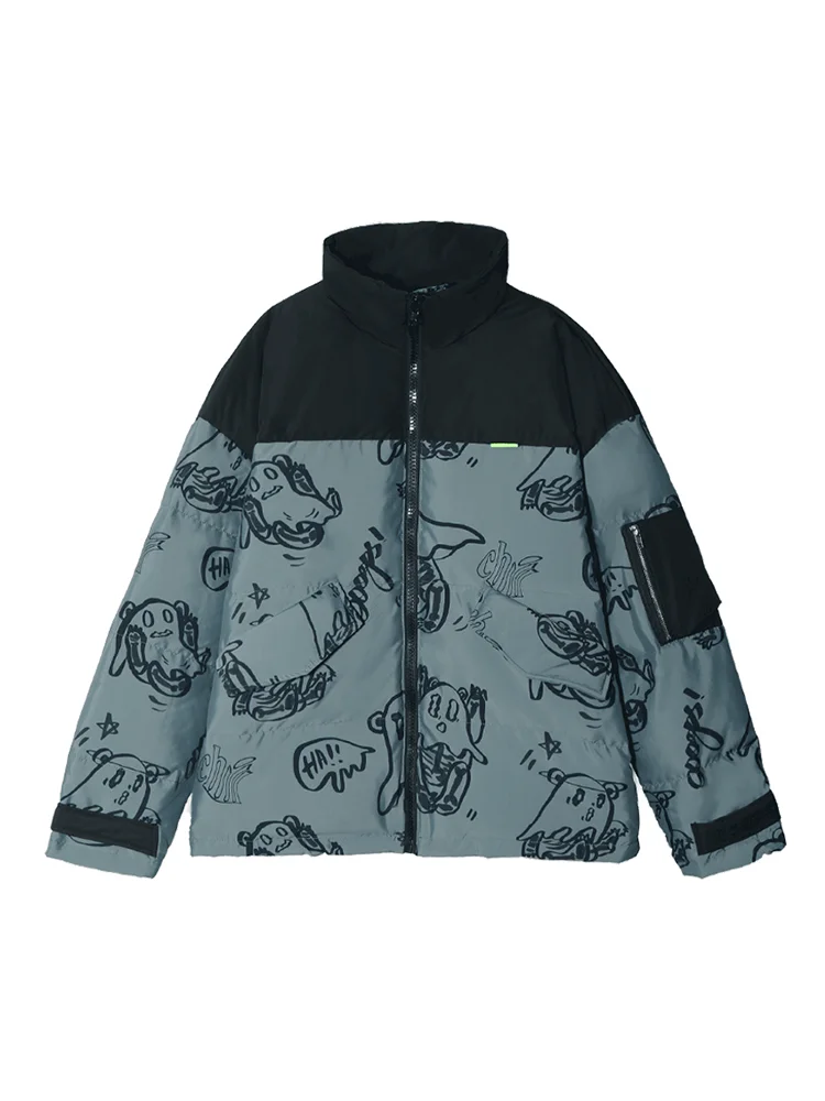 National Fashion Thickened Coat for Men and Women Couple Winter Tide Bear Full Print down Jacket coat men