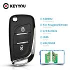 Автомобильный ключ KEYYOU FSK 433 МГц ID46 Fob модифицированный дистанционный ключ для Peugeot 407 407 307 для Citroen C2 C3 C4 C5 C6 C8 23 кнопки CE0536