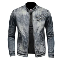 motorcycle denim jacket men spring autumn vintage mens cowboy jackets oblique zipper jeans coat chaquetas hombre plus size m 6xl