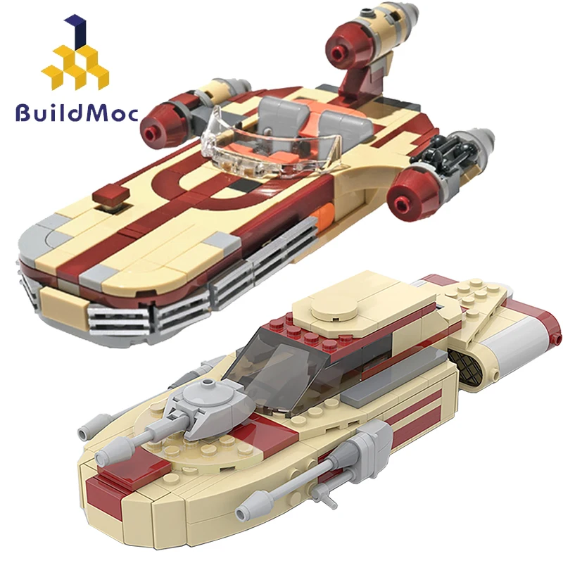 Buildmoc Star Movie Figures X-34 Landspeeder and Rebel Combat Speeder Technical Antigravity Car Aircraft Building Blocks Toys