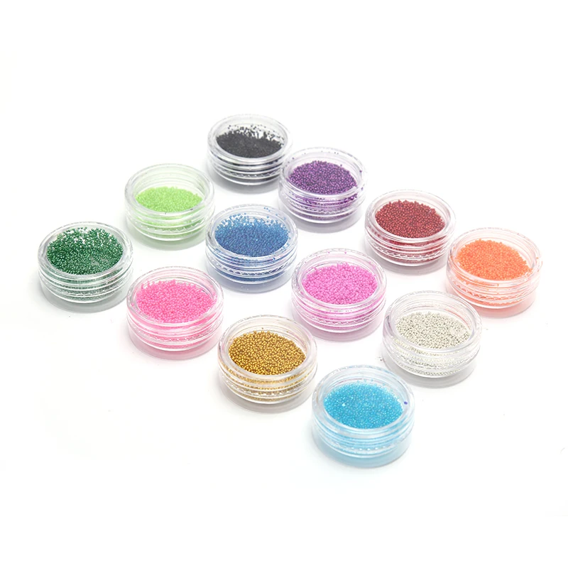 

Crystal Ball 3D Nail Art Decorations 12box/pack 0.6mm-0.8mm Caviar Nail Art Bead Rhinestone For Nails 12Colors