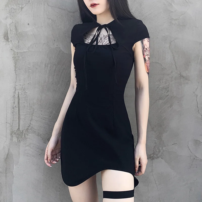 Винтажное облегающее однотонное ажурное платье с коротким рукавом женское